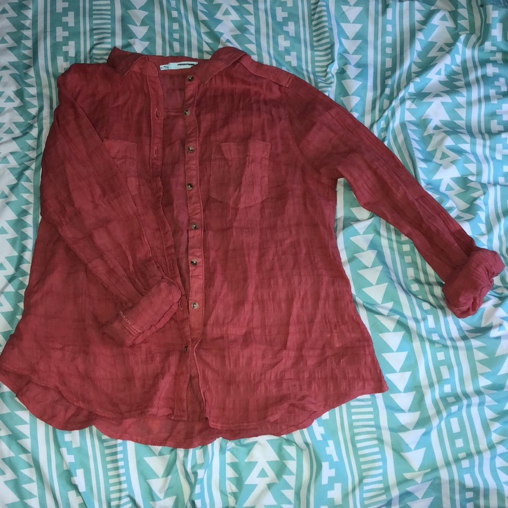 Coral button down